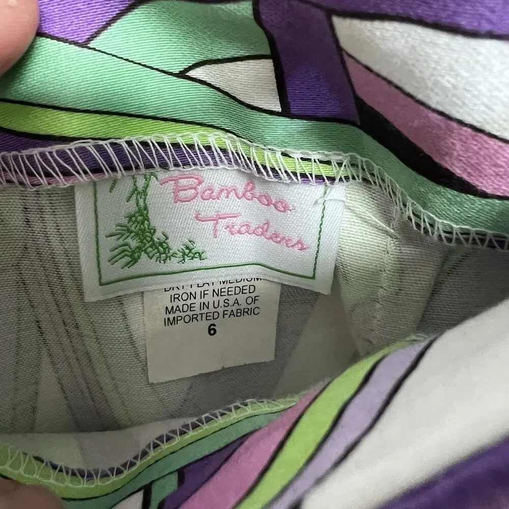 VTG Y2K Bamboo Traders Skort Skirt Sz 6 Colorful Preppy Groovy Tenniscore 90s‎